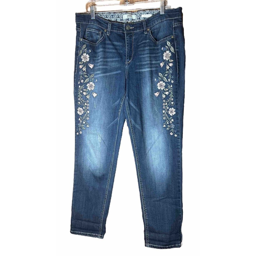 Vintage America Women’s Bestie Blue 36x30 Jeans BOHO Floral jeans, size 12/31